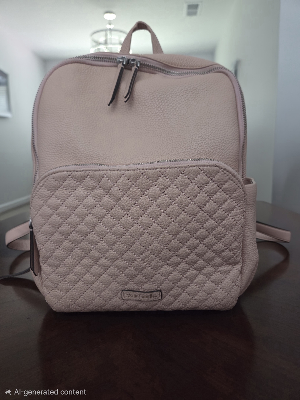 Vera Bradley Leather Carryall Backpack – Sycamore Pink Sand (Excellent Condition